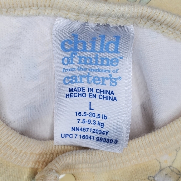 Carter's Jumpsuit Romper Yellow Cute Print Baby Boys Large (6-9 Months) - Picture 4 of 5